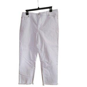 Established 1946 Hi Rise White Denim Jeans with Frayed Hem in Size 12